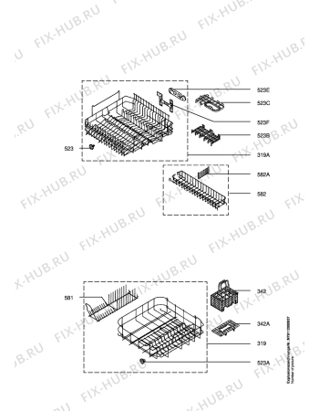 Взрыв-схема посудомоечной машины Arthur Martin ASI2665 N - Схема узла Baskets, tubes 061